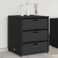 vidaXL Fekete polyrattan kerti tárolószekrény 55 x 59 x 69 cm kerti tárolás