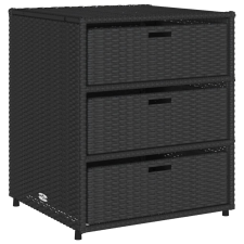 vidaXL fekete polyrattan kerti tárolószekrény 55 x 59 x 69 cm (365555) kerti tárolás