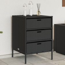 vidaXL fekete polyrattan kerti tárolószekrény 55 x 59 x 80 cm kerti tárolás