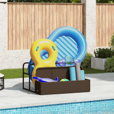 vidaXL fekete polyrattan medence melletti úszótároló 110x100x57 cm kerti tárolás