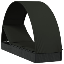 vidaXL fekete polyrattan napágy kerek tetővel 211 x 57 x 140 cm (319644) kerti bútor