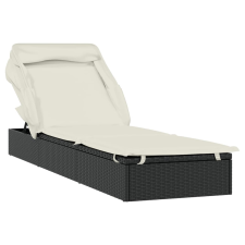 vidaXL fekete polyrattan napozóágy összecsukható tetővel 213x63x97 cm (319638) kerti bútor