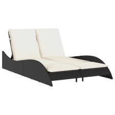 vidaXL fekete polyrattan napozóágy párnákkal 114x205x73 cm (368287) kerti bútor