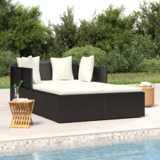 vidaXL Fekete polyrattan napozóágy párnával 182 x 118 x 63 cm (362267) kerti bútor