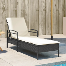 vidaXL Fekete polyrattan napozóágy párnával 63x200x81 cm kerti bútor