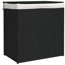 vidaXL fekete polyrattan szennyeskosár 2 rekesszel 53x33x57 cm (372037) bútor
