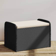 vidaXL fekete polyrattan tárolópad párnával 80 x 51 x 52 cm kerti bútor