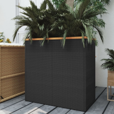 vidaXL fekete polyrattan ültetőláda 80 x 40 x 80 cm kerti tárolás