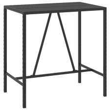 vidaXL fekete polyrattan üveglapos bárasztal 110 x 70 x 110 cm (362588) kerti bútor