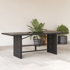 vidaXL fekete polyrattan üveglapos kerti asztal 190 x 80 x 75 cm kerti bútor