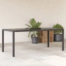vidaXL Fekete polyrattan üveglapos kerti asztal 190 x 90 x 75 cm kerti bútor