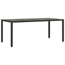 vidaXL fekete polyrattan üveglapos kerti asztal 190 x 90 x 75 cm (365537) kerti bútor