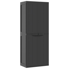 vidaXL fekete PP kültéri tárolószekrény 65 x 37 x 165 cm (364205) bútor