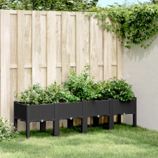 vidaXL Fekete PP rácsos kerti ültetőláda 160 x 40 x 42 cm kerti tárolás