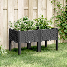 vidaXL Fekete pp rácsos kerti ültetőláda 80 x 40 x 42 cm kerti tárolás