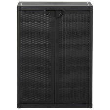 vidaXL fekete PP rattan kerti tárolószekrény 65 x 45 x 88 cm (151236) kerti tárolás