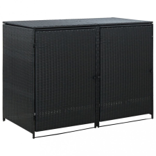 vidaXL fekete rattan dupla tároló gurulós kukához 148 x 80 x 111 cm kerti tárolás