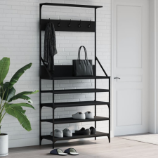 vidaXL fekete ruhafogas cipőpolccal 90x34x184 cm bútor