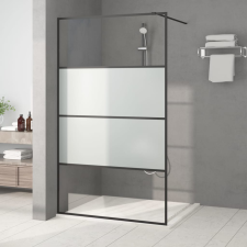 vidaXL fekete selyemmatt ESG üveg zuhanyfal 115 x 195 cm kád, zuhanykabin