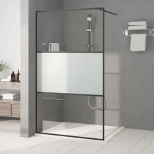 vidaXL Fekete selyemmatt ESG üveg zuhanyfal 115x195 cm kád, zuhanykabin