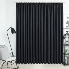 vidaXL Fekete sötétítőfüggöny kampókkal 290 x 245 cm lakástextília