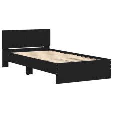 vidaXL fekete szerelt fa ágykeret fejtámlával 100 x 200 cm (838618) ágy és ágykellék