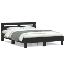 vidaXL fekete szerelt fa ágykeret fejtámlával 150 x 200 cm ágy és ágykellék