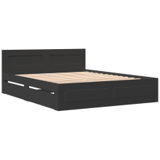 vidaXL fekete szerelt fa ágykeret fejtámlával 160 x 200 cm (3295549) ágy és ágykellék