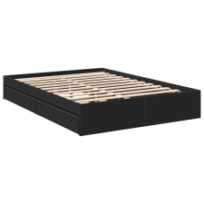 vidaXL fekete szerelt fa ágykeret fiókkal 140 x 190 cm ágy és ágykellék