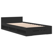 vidaXL fekete szerelt fa ágykeret fiókkal 90 x 200 cm ágy és ágykellék