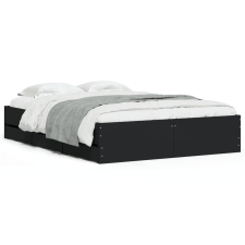vidaXL fekete szerelt fa ágykeret fiókokkal 135 x 190 cm (3207309) ágy és ágykellék