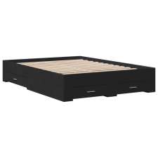 vidaXL fekete szerelt fa ágykeret fiókokkal 135 x 190 cm (3280406) ágy és ágykellék
