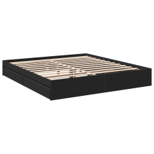 vidaXL fekete szerelt fa ágykeret fiókokkal 180 x 200 cm ágy és ágykellék
