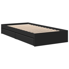 vidaXL fekete szerelt fa ágykeret fiókokkal 75x190 cm ágy és ágykellék