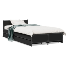 vidaXL fekete szerelt fa ágykeret fiókokkal 90 x 190 cm ágy és ágykellék