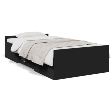 vidaXL Fekete szerelt fa ágykeret fiókokkal 90 x 190 cm ágy és ágykellék