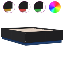 vidaXL fekete szerelt fa ágykeret LED-del 120 x 190 cm (3209654) ágy és ágykellék