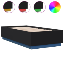 vidaXL fekete szerelt fa ágykeret LED-del 75x190 cm (3209668) ágy és ágykellék