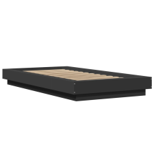 vidaXL fekete szerelt fa ágykeret LED-világítással 100 x 200 cm ágy és ágykellék