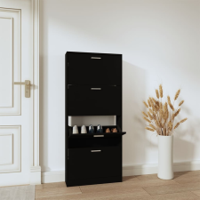 vidaXL fekete szerelt fa cipősszekrény 59x17x150 cm bútor