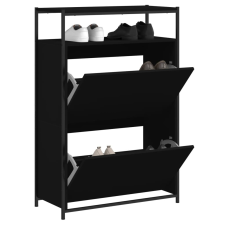vidaXL fekete szerelt fa cipőszekrény 75x34x112 cm bútor