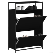 vidaXL Fekete szerelt fa cipőszekrény 75x34x112 cm bútor