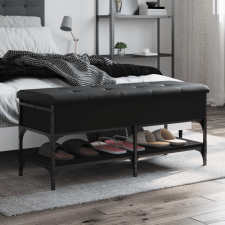 vidaXL fekete szerelt fa cipőtároló pad 102 x 42 x 45 cm bútor