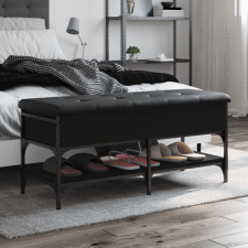 vidaXL Fekete szerelt fa cipőtároló pad 102 x 42 x 45 cm bútor