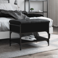 vidaXL Fekete szerelt fa cipőtároló pad 62 x 42 x 45 cm bútor