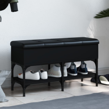 vidaXL fekete szerelt fa cipőtároló pad 82 x 32 x 45 cm bútor