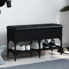 vidaXL Fekete szerelt fa cipőtároló pad 82 x 32 x 45 cm bútor