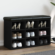 vidaXL Fekete szerelt fa cipőtároló pad 82 x 32 x 50 cm bútor