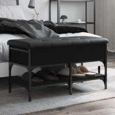 vidaXL fekete szerelt fa cipőtároló pad 82 x 42 x 45 cm bútor