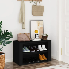 vidaXL fekete szerelt fa cipőtartó 75x35x45 cm bútor